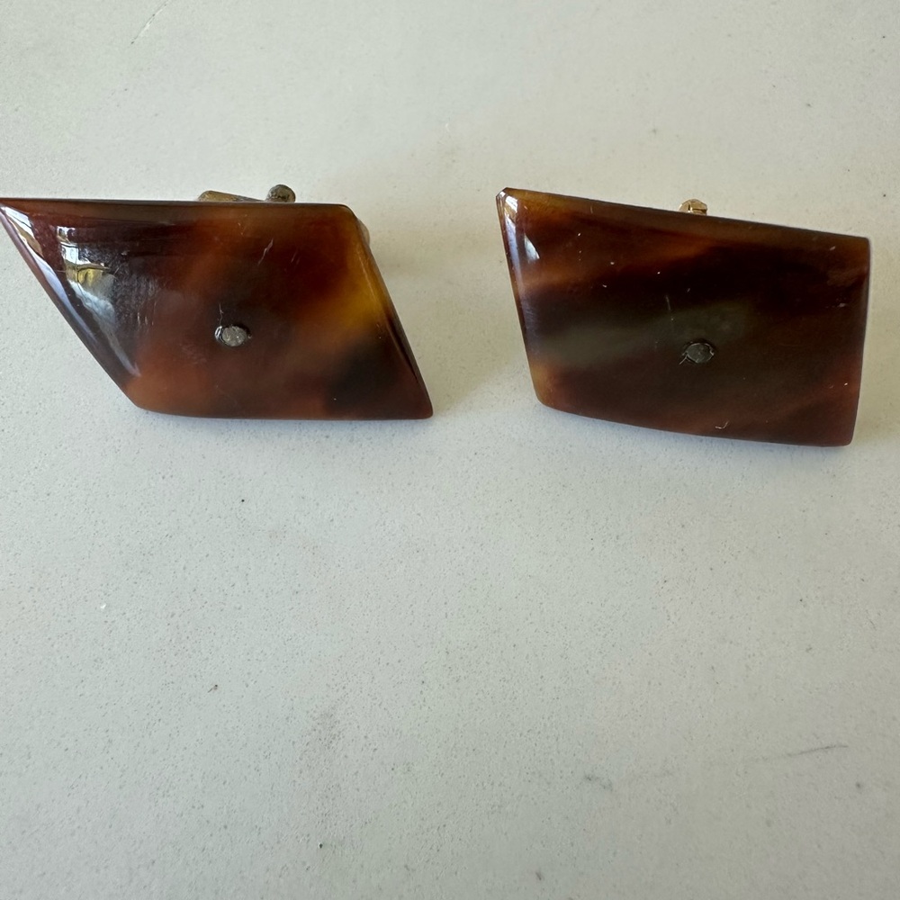 Brown Rectangular Tortise Cufflinks - image 1